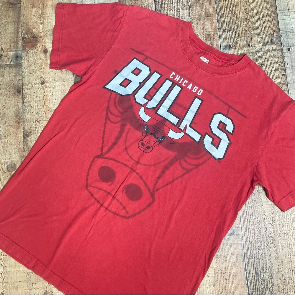 NBA Chicago Bulls Graphic T-Shirt Red Mens Large Cotton Short Sleeve Tee